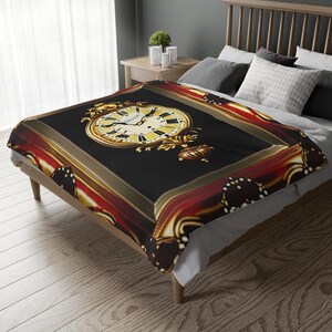 Cozy LIGHTWEIGHT CLOCK Microfiber Blanket, Soft Blanket for Home Decor, Throw Blanket, Gift, Floral Print Blanket - Dorm Decor - Bedroom