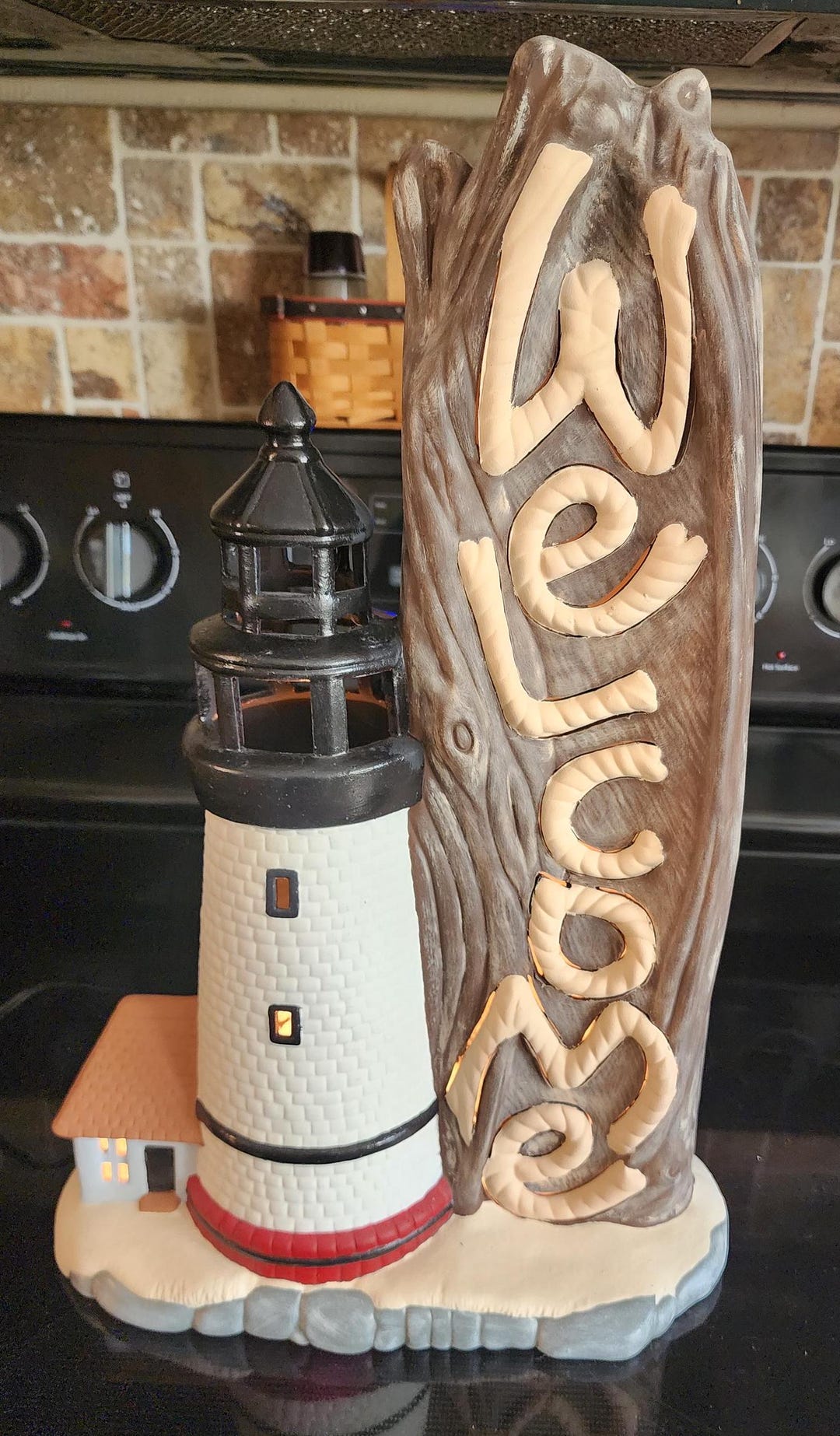 Illuminated Lighthouse With Welcome Sign - Etsy