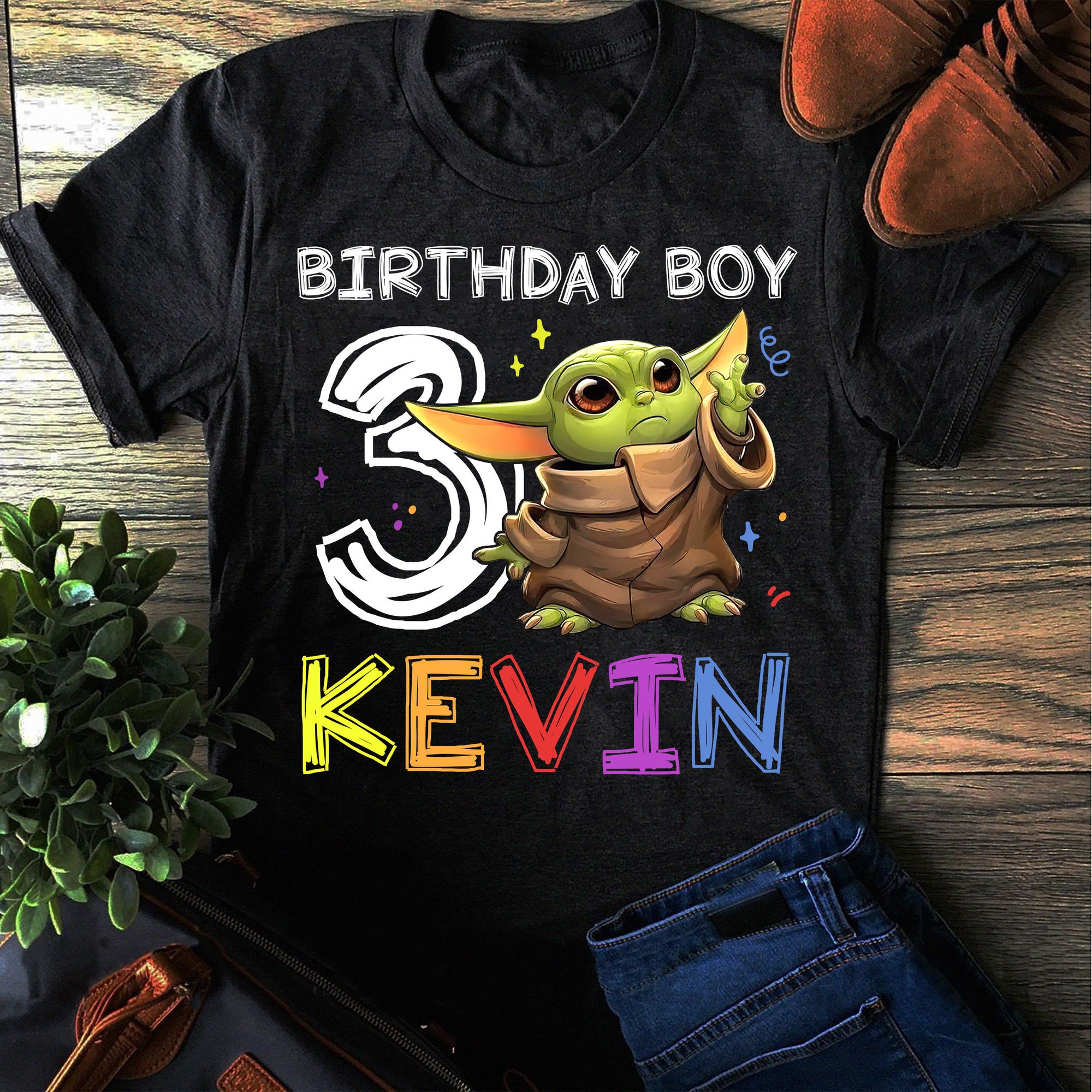 Baby Yoda Birthday 3rd Birthday Boy Personalized T Shirt