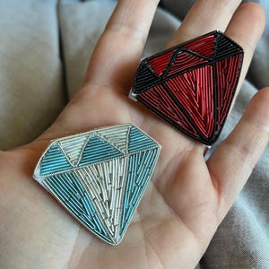 Broche Rubis Laboratoire Argent 925 - Vintage, Pierre Rose, Bijou Fait Main