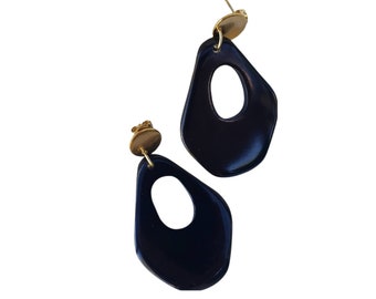 Tagua Minimalist Geometric drops Earrings/ Dangling modern tagua earrings/ Gold andTagua trendy earrings/ Statement tagua earrings