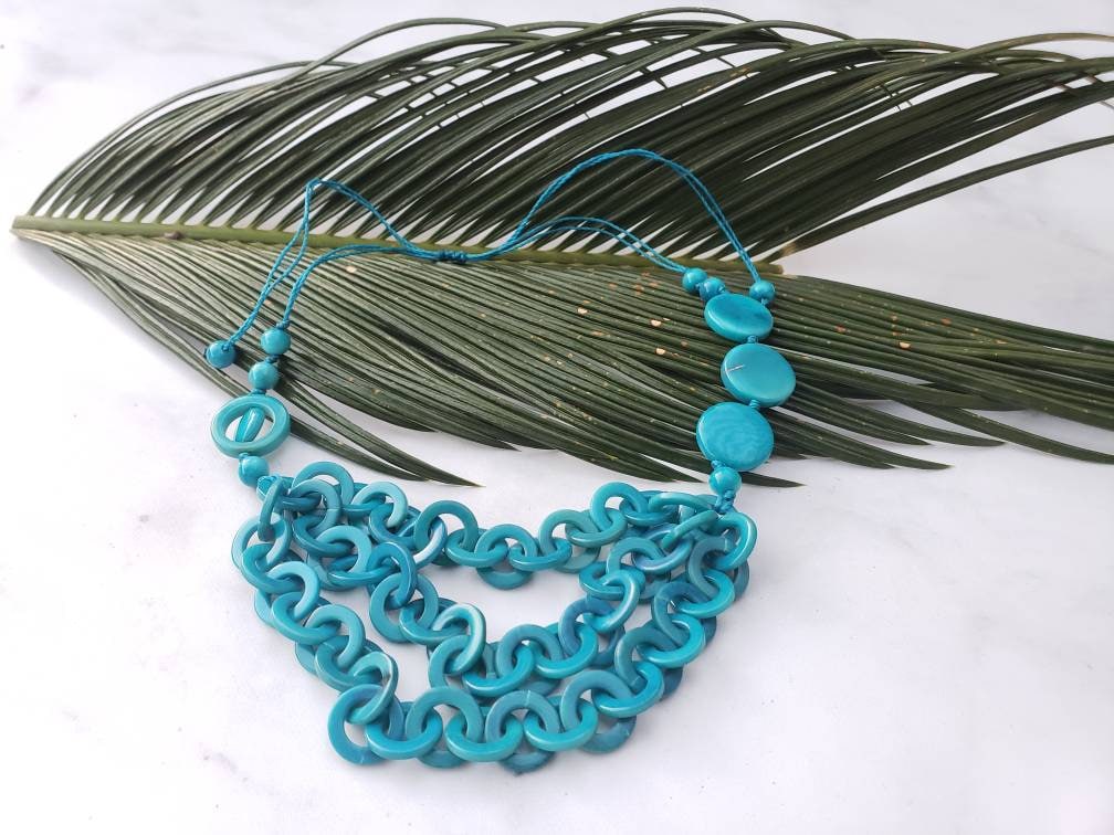 Tagua layered super long rainbow infinity necklace Organic Jewelry by Allie