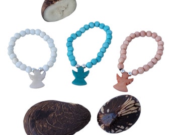 Guardian Angel tagua nut bracelets for Kids/ Christening Gift/ Communion Gift /Kids jewelry/Catholic jewelry/Religious Jewelry