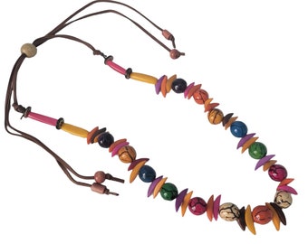 Tagua nut multicolor tribal necklace Wild seeds Eco friendly fair sustainable gift for her
