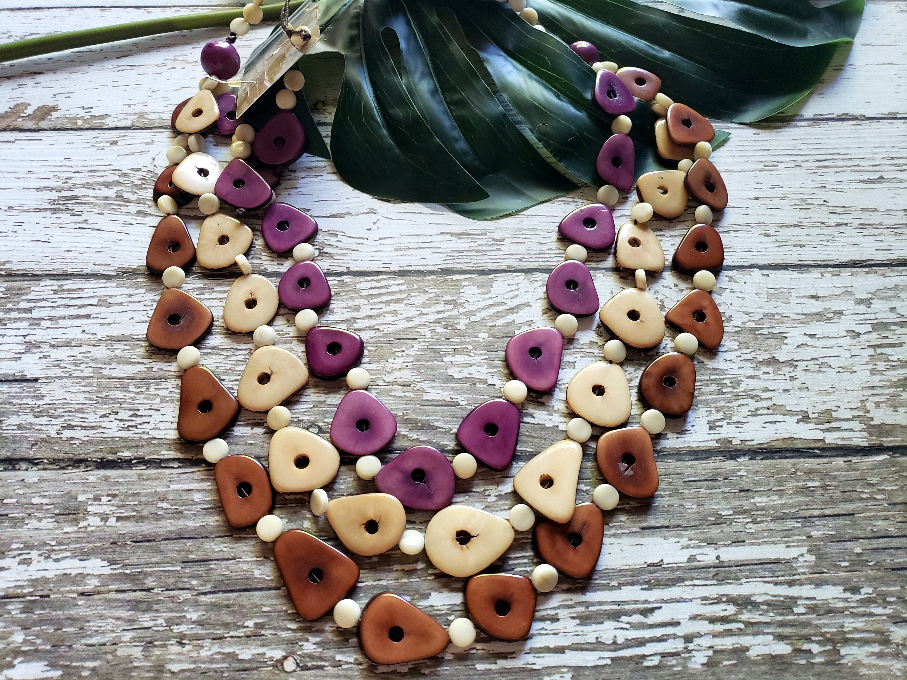 Tagua layered super long rainbow infinity necklace Organic Jewelry by Allie