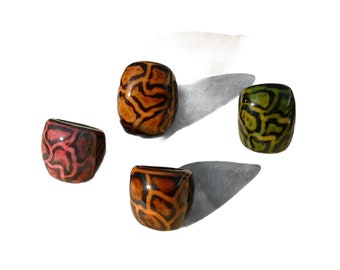 Animal print ring/Tagua ring SIZE 6 / Hand painted Rings/ Bold Rings/ Leopard rings/ Rustic Rings/ Wooden Rings/ Statement Rings