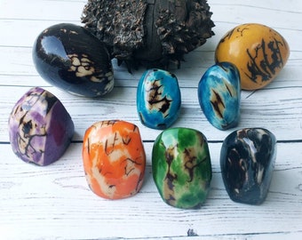 Tagua nut rings SIZE 6.5/ Rustic Rings/Chunky Rings/Nut wooden Rings/ Raw Rings/ Ecofriendly nut rings/Statement big bold oversize rings