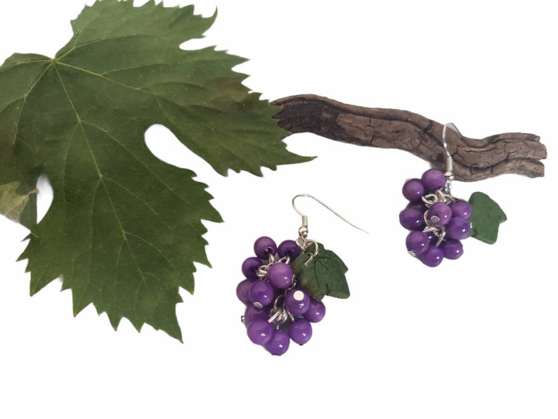 Grapes Earrings/ Cluster earrings/ Grapes earrings /Tagua Purple