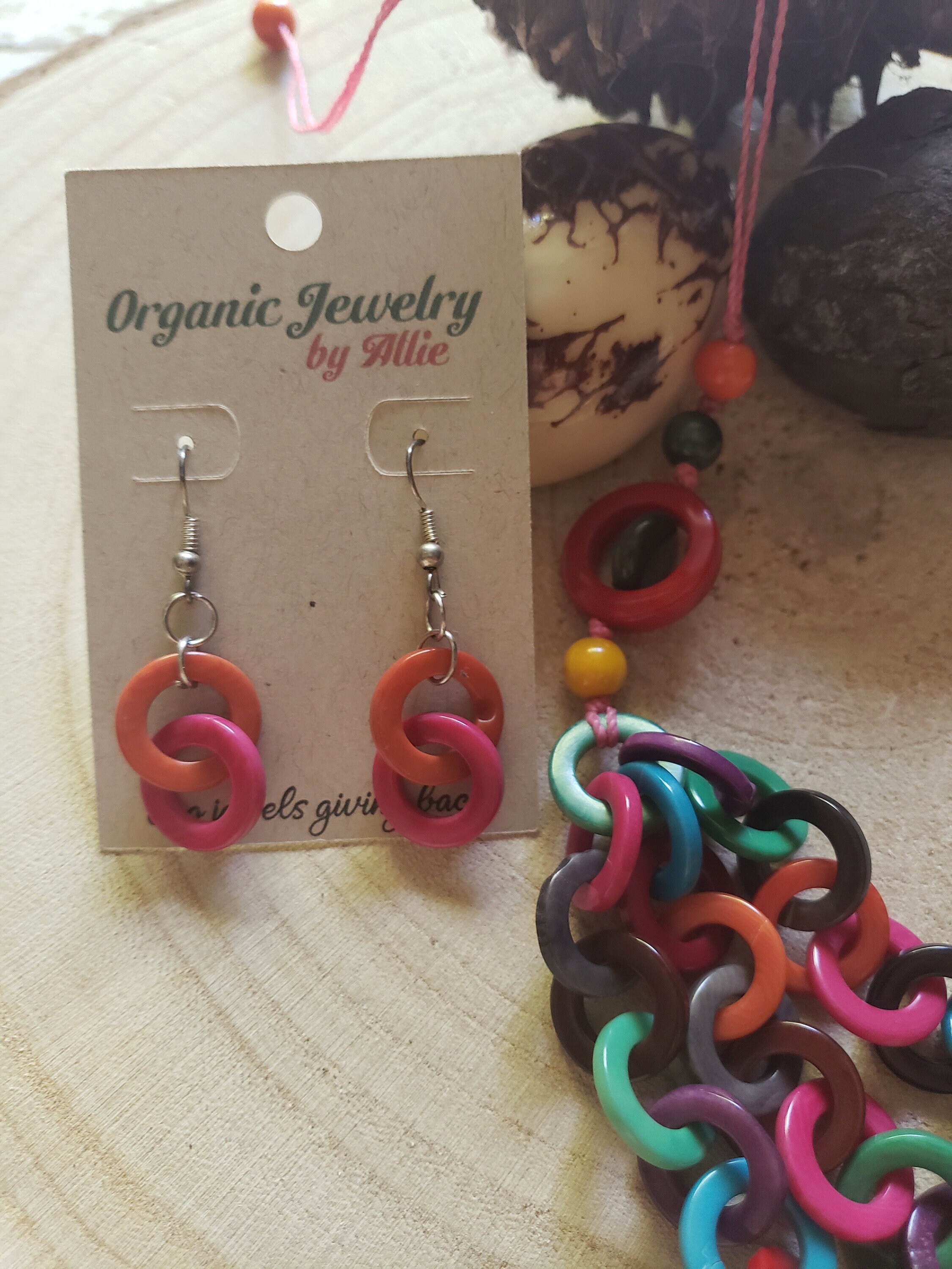 Tagua layered super long rainbow infinity necklace Organic Jewelry by Allie