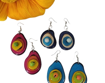 Mod tagua acai  colorful playful earrings Tutti Fruity/ eyes earrings