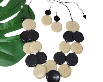 Tagua circles layered necklace set/ Colorful summer and winter combinations