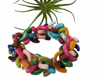 Rainbow  Tagua bracelet/ Statement Bracelets/ C shape bracelet/ Chunky funky beaded Bracelets/ Beach bracelets/ Tropical bracelets
