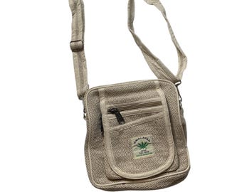 Mini Hemp crossbody bag, handmade side bag, Adjustable strap, eco-friendly