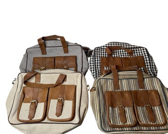 Hemp leather cotton laptop bag compact stylish & handmade
