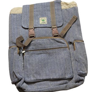 Hemp Backpack: Diamond Weave, Leather Accents - Eco-Friendly