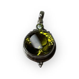Double stone Citrine, Silver Pendant