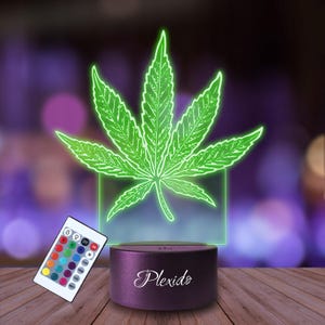 Night Light 3D LED Hemp Leaf