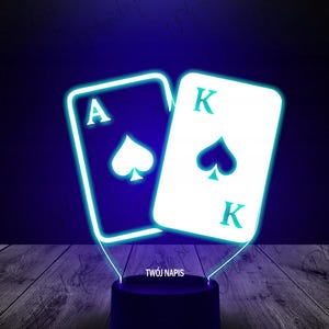 Veilleuse LED 3D Cartes Ace Lampe Cadeau Personnalisée