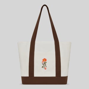 Embroidered Canvas Tote Bag with Side Pocket  | 100% Cotton Canvas & Premium Quality