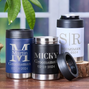 Personalisierter schlanker Dosenkühler, rostfreier Kühler, isolierter Dosenkühler, Seltzer Dosenhalter, gravierter Dosenkühler, Trauzeuge Geschenk, gravierter Bierhalter