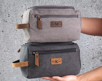 Personalized Canvas Dopp Kit: Engraved Men's Toiletry Bag