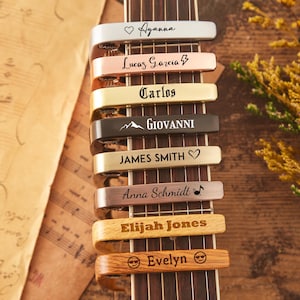 Personalized Wooden Capo for Guitarists, Capo Custom Gift for Musician, Guitar Lover Present, Engraved Guitar Capo Gift for Music Festival