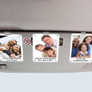 Custom Dad Photo Car Visor Clip,Fathers Day Gift For Dad,Dad/Grandpa Car Accessories,Drive Safe Daddy,Husband Gift Drive Safe Sun Visor Clip