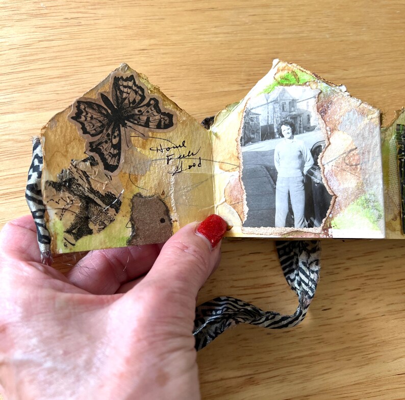 Shape Journal Tiny Accordion Mixed-media Art: