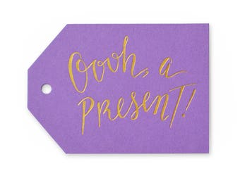 Oooh, A Present! - set of 6 letterpress tags