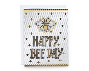 Bee Day Tile - letterpress card