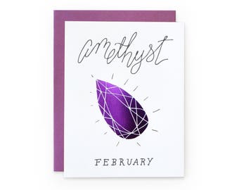 Amethyst/February - letterpress card