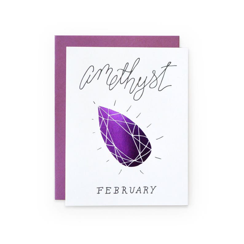 Amethyst/February letterpress card image 1