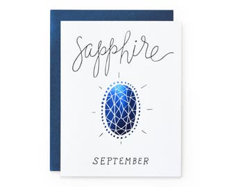 Sapphire/September - letterpress card