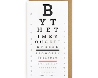 Eye Chart Birthday Glasses - Letterpress card