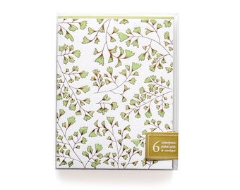 Gilded Maidenhair - boxed set of 6 letterpress cards