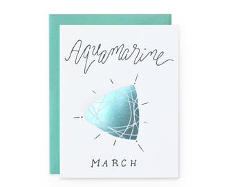 Aquamarine/March - letterpress card