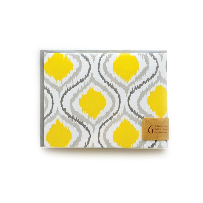 Ikat boxed set of 6 letterpress cards image 1