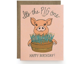 Pig One - letterpress card