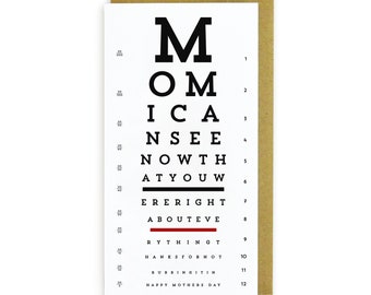 Eye Chart Mom See Now - Letterpress card