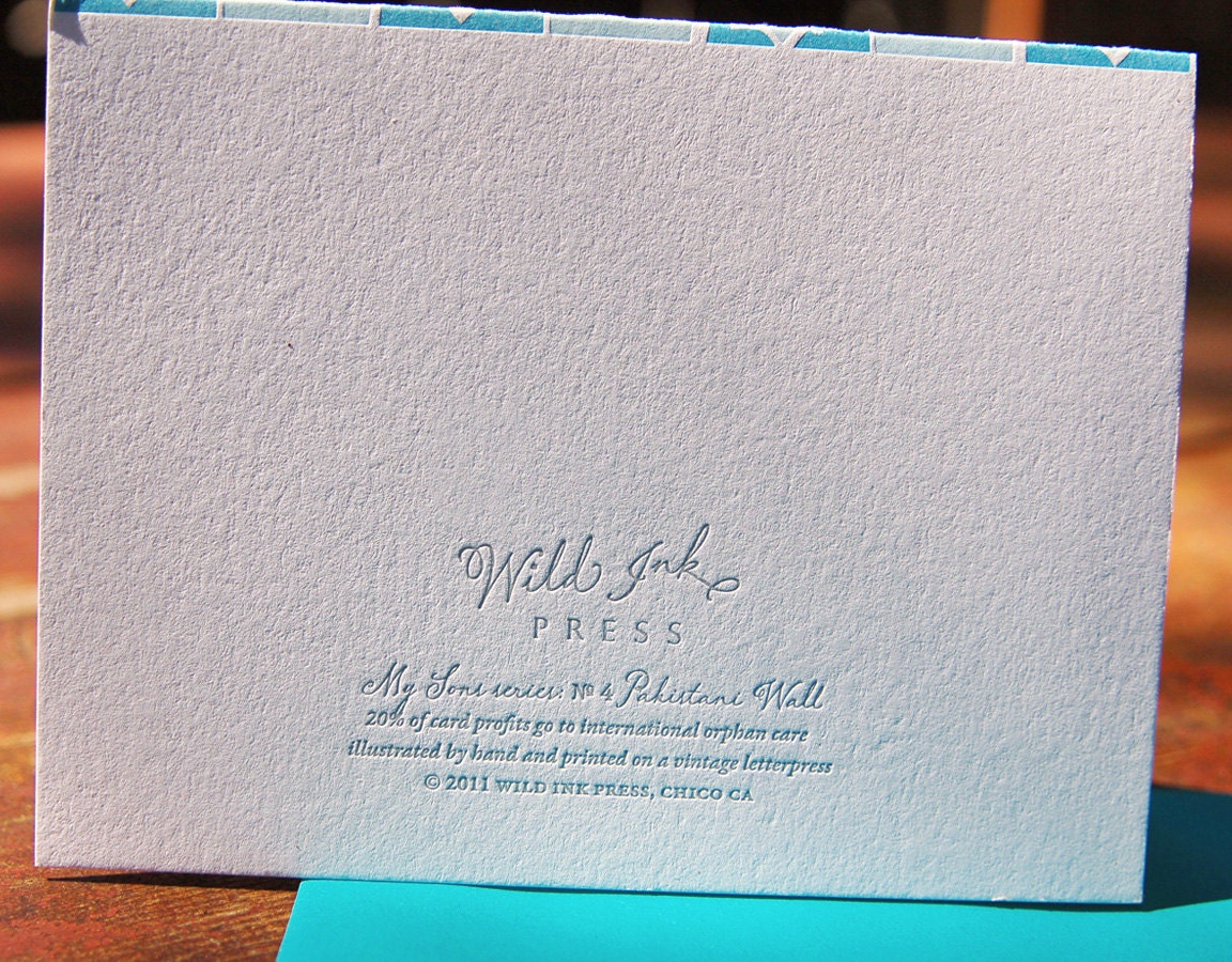 Pakistani Wall Set of 6 Letterpress Cards Etsy