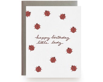 Happy Birthday Little Lady - Letterpress Card