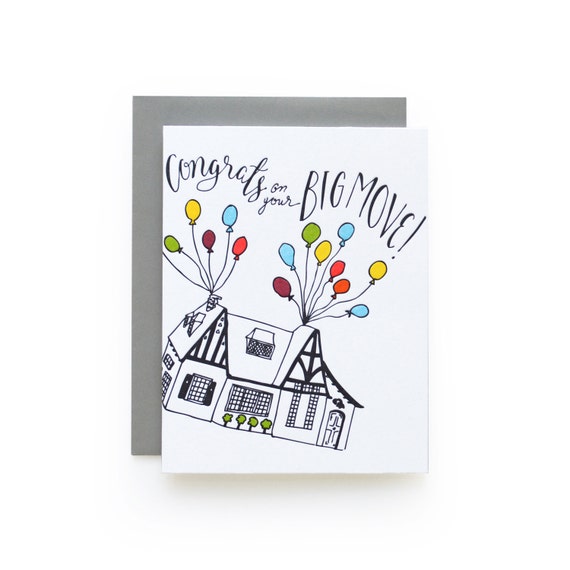 Felicitations Grand Demenagement Carte Typographique Etsy