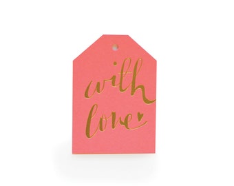 With Love - set of 6 letterpress tags