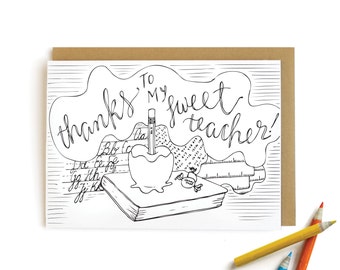 Apple Teacher - letterpress card