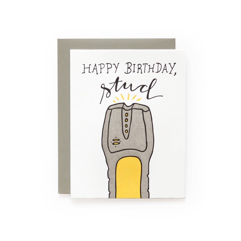 Happy Birthday, Stud letterpress card image 1