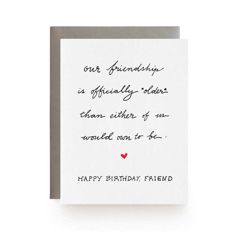 Friendship Older Birthday Letterpress card image 1