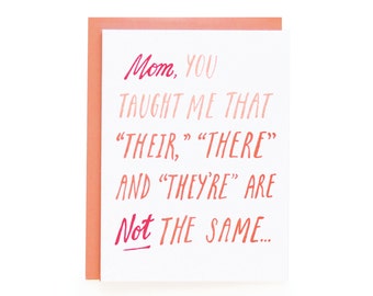 Mother's Day Grammar - letterpress card