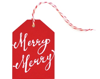 Merry Merry - set of 6 letterpress tags