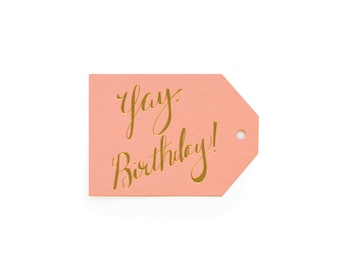 Yay Birthday - set of 6 letterpress tags