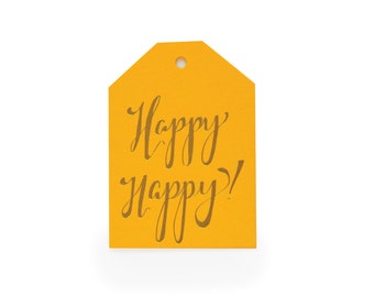 Happy Happy - set of 6 letterpress tags